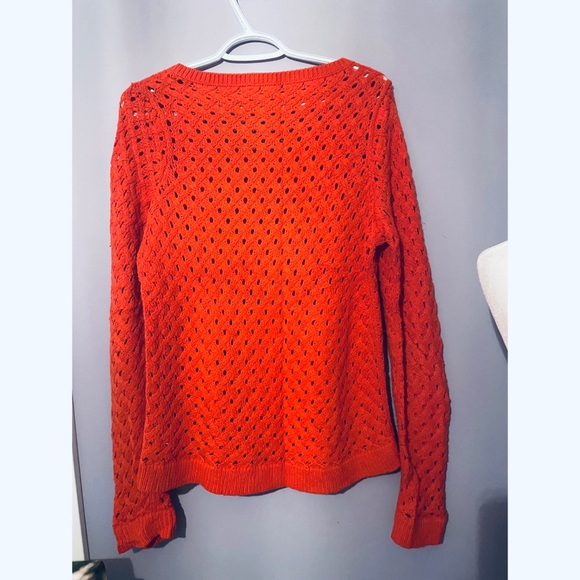 Anthropologie By Moth Solid dark orange/red 100% cotton pullover style sweater. - Picture 4 of 4